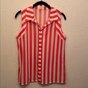 Coral striped‎ top